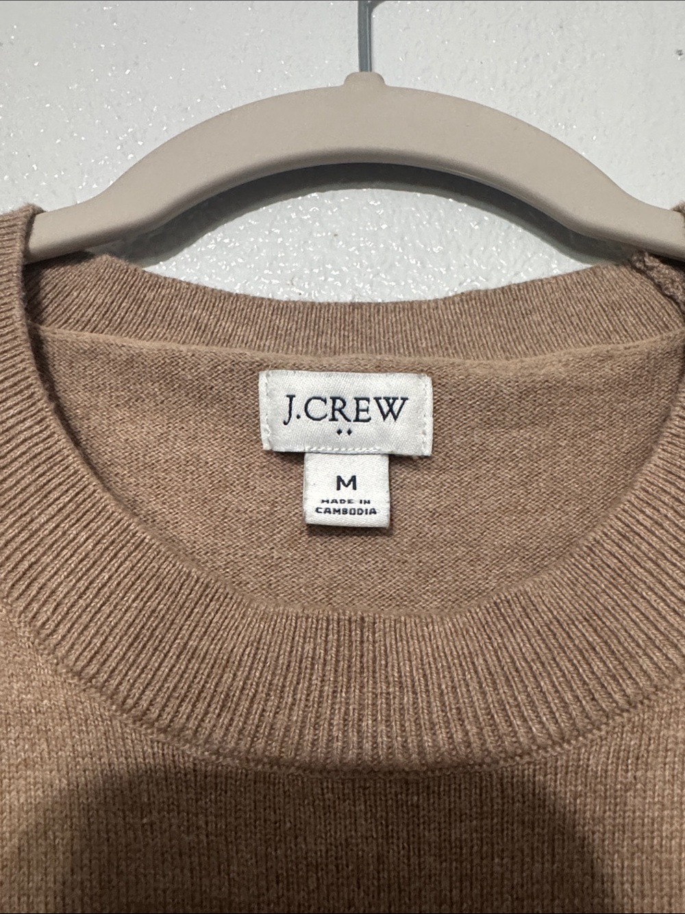 J Crew Factory Short Sleeve Sweater Knit Top Tan Beige Crewneck Everyday Basic M - Picture 2 of 3